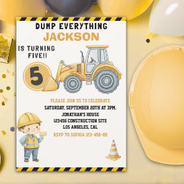 Construction Birthday 5 | Dump Truck & Excavator Einladung