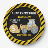Construction Birthday 5 Party | Excavator Pappteller (Vorderseite)