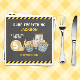 Construction Birthday 5 Party  | Excavator & Truck Serviette