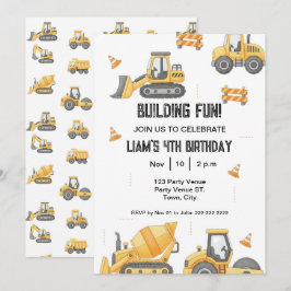 Construction Birthday – Boy's 1st Party Invitation Einladung