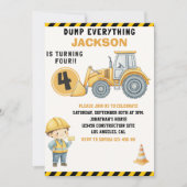 Construction Birthday | Dump Truck & Excavator Einladung (Vorderseite)