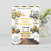Construction Birthday Invitation Dump Everything B Einladung (Stehend Vorderseite)