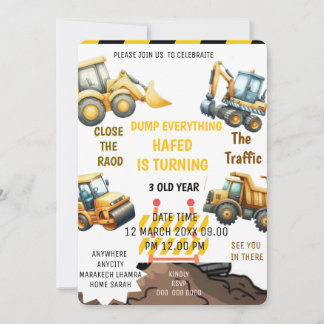 Construction Birthday Invitation Dump Everything B Einladung