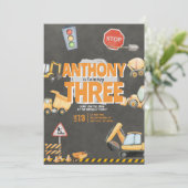 Construction Birthday Invitation Einladung (Stehend Vorderseite)