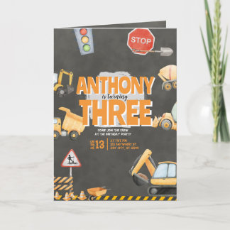 Construction Birthday Invitation Karte