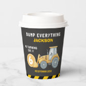 Construction Birthday Paper Cups Turning Six Pappbecher (Rückseite)
