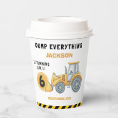 Construction Birthday Paper Cups Turning Six White Pappbecher (Rückseite)