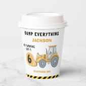 Construction Birthday Paper Cups Turning Six White Pappbecher (Vorderseite)
