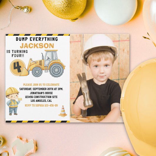 Construction Birthday with Photo | Dump Truck Einladung