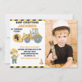 Construction Birthday with Photo | Dump Truck Einladung (Vorderseite)