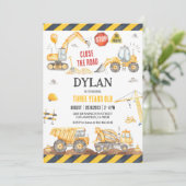 Construction Boy Birthday Invitation Einladung (Stehend Vorderseite)