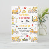 Construction Boy Birthday Invitation Einladung (Stehend Vorderseite)