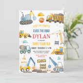 Construction Boy Birthday Invitation Einladung (Stehend Vorderseite)