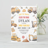 Construction Boy Birthday Invitation Einladung (Stehend Vorderseite)