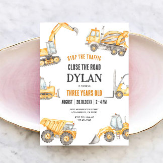 Construction Boy Birthday Invitation Einladung