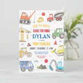 Construction Boy Birthday Invitation Einladung (Stehend Vorderseite)