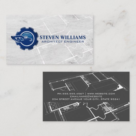 Construction Builder Logo | Blueprint  Visitenkarte (Vorne/Hinten)