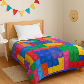 Construction Building Blocks Toy Pattern 2 Fleecedecke