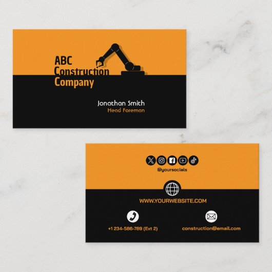 Construction Building Crane Business Card Visitenkarte (Vorne/Hinten)