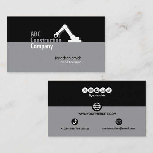Construction Building Crane Business Card Visitenkarte (Vorne/Hinten)