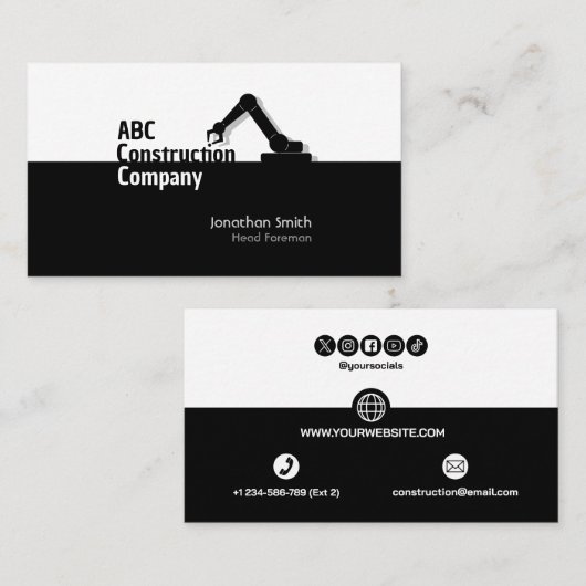 Construction Building Crane Business Card Visitenkarte (Vorne/Hinten)