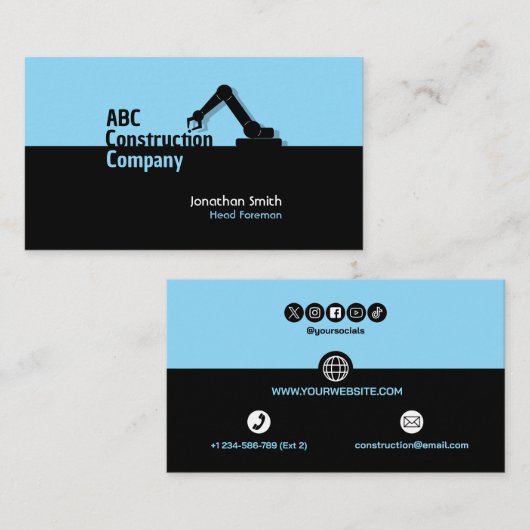 Construction Building Crane Business Card Visitenkarte (Vorne/Hinten)
