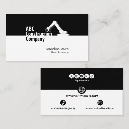 Construction Building Crane Business Card Visitenkarte (Vorne/Hinten)