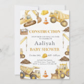 construction bulldozer celebration baby boy shower einladung (Vorderseite)