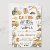 construction bulldozer celebration baby boy shower einladung (Vorderseite)