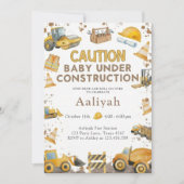 construction bulldozer celebration baby boy shower einladung (Vorderseite)