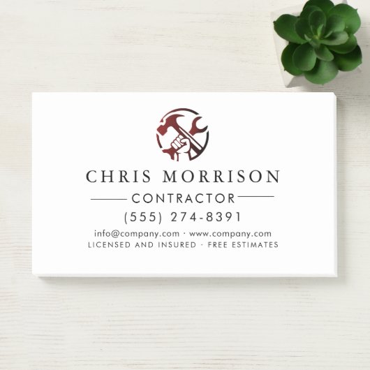 Construction Business Marketing Logo Post-it Klebezettel (Büro)