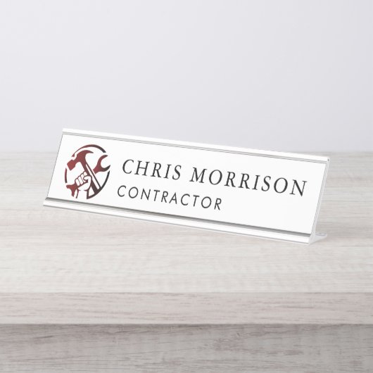 Construction Business Marketing Logo Schreibtischnamensplakette (Vorderseite )
