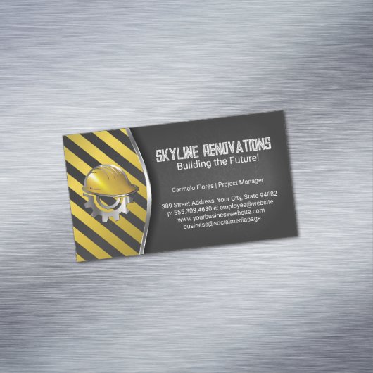 Construction Caution | Hard Hat Helmet Magnetische Visitenkarte (Beispiel)