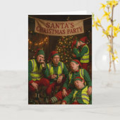 Construction Christmas card - drunk elves! Karte (Gelbe Blume)