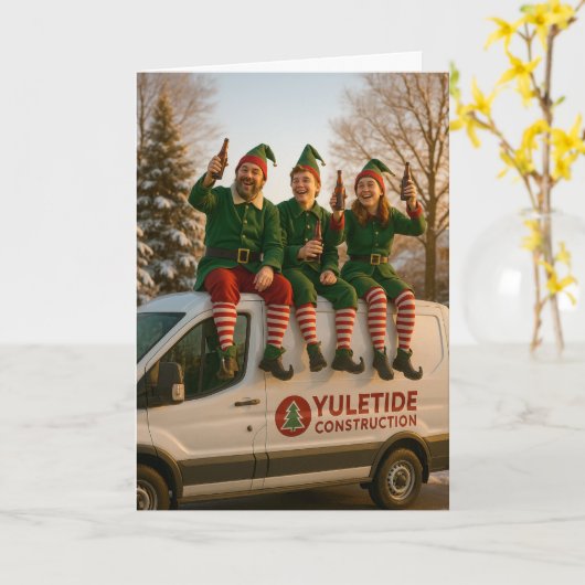 Construction Christmas card Elves beers Karte (Gelbe Blume)
