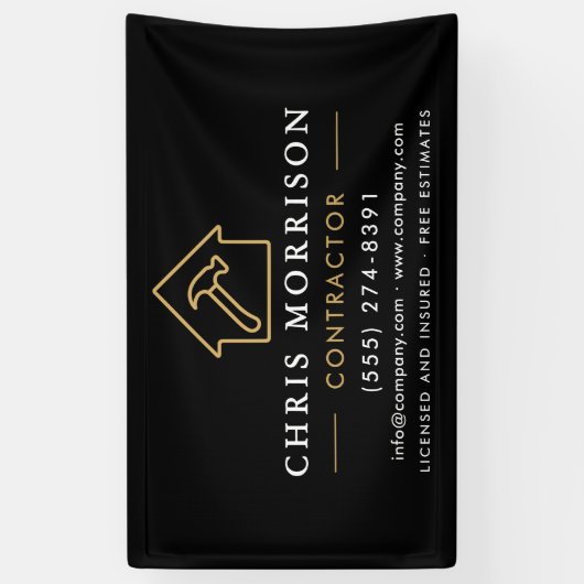 Construction Company Black Gold Banner (Vertikal)