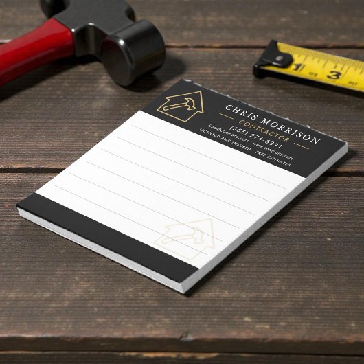 Construction Company Black Gold Notepad Notizblock