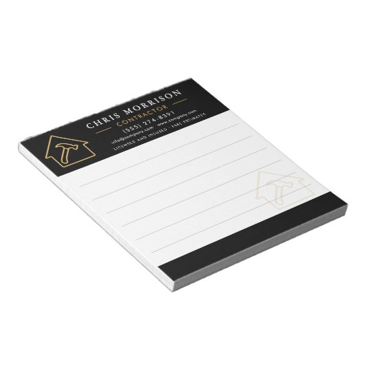 Construction Company Black Gold Notepad Notizblock (angewinkelt)