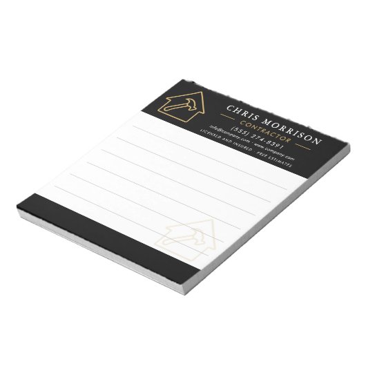 Construction Company Black Gold Notepad Notizblock (Rotiert)