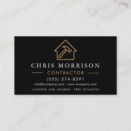 Construction Company Black Gold QR Code Visitenkarte (Vorderseite)