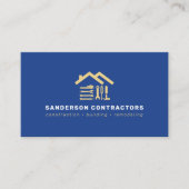 Construction company modern royal blue gold QR Visitenkarte (Vorderseite)