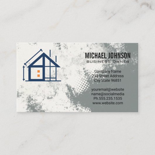 Construction Contractor | Blue Collar Visitenkarte (Vorderseite)