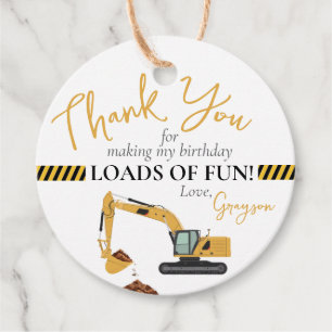 Construction Digger Boy Birthday Party Danke Geschenkanhänger