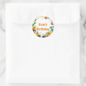 Construction Dinosaur Birthday Party Runder Aufkleber (Tasche)