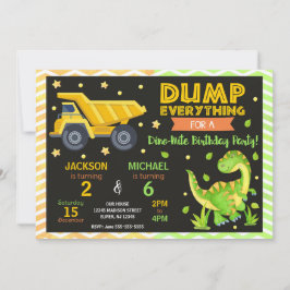 Construction & Dinosaur Joint Birthday Invitation Einladung