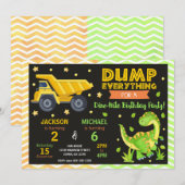 Construction & Dinosaur Joint Birthday Invitation Einladung (Vorne/Hinten)