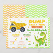 Construction & Dinosaur Joint Birthday Invitation Einladung (Vorne/Hinten)