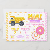 Construction & Donuts Joint Birthday Invitation Einladung (Vorderseite)