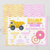 Construction & Donuts Joint Birthday Invitation Einladung (Vorne/Hinten)