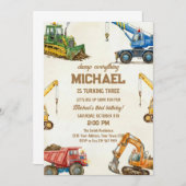 Construction Dump Everything Truck 3rd birthday Einladung (Vorne/Hinten)